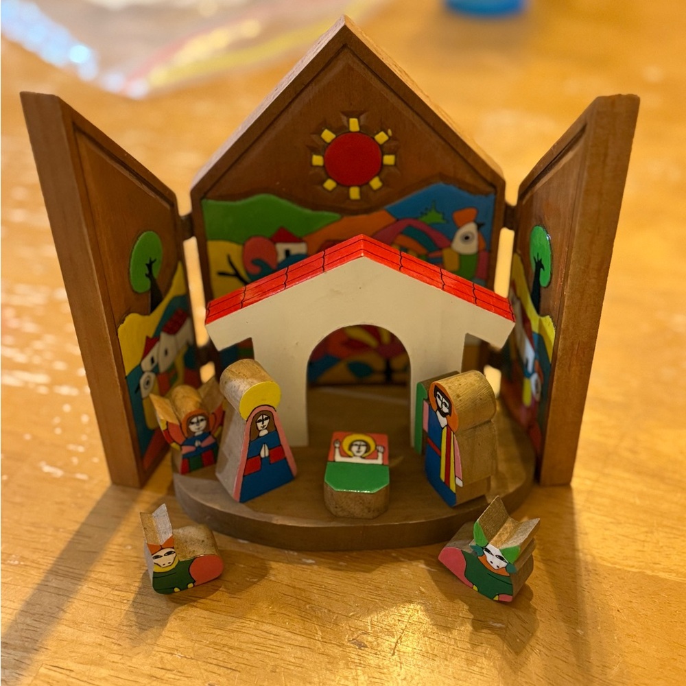 Wooden hand painted Nativity Scene